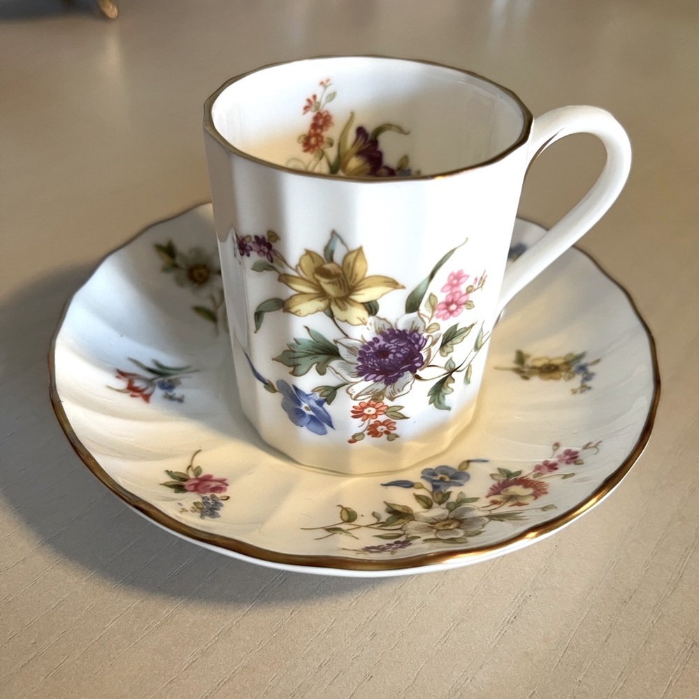 Royal Worcester Roanoke White Demitasse bone china Cup & Saucer